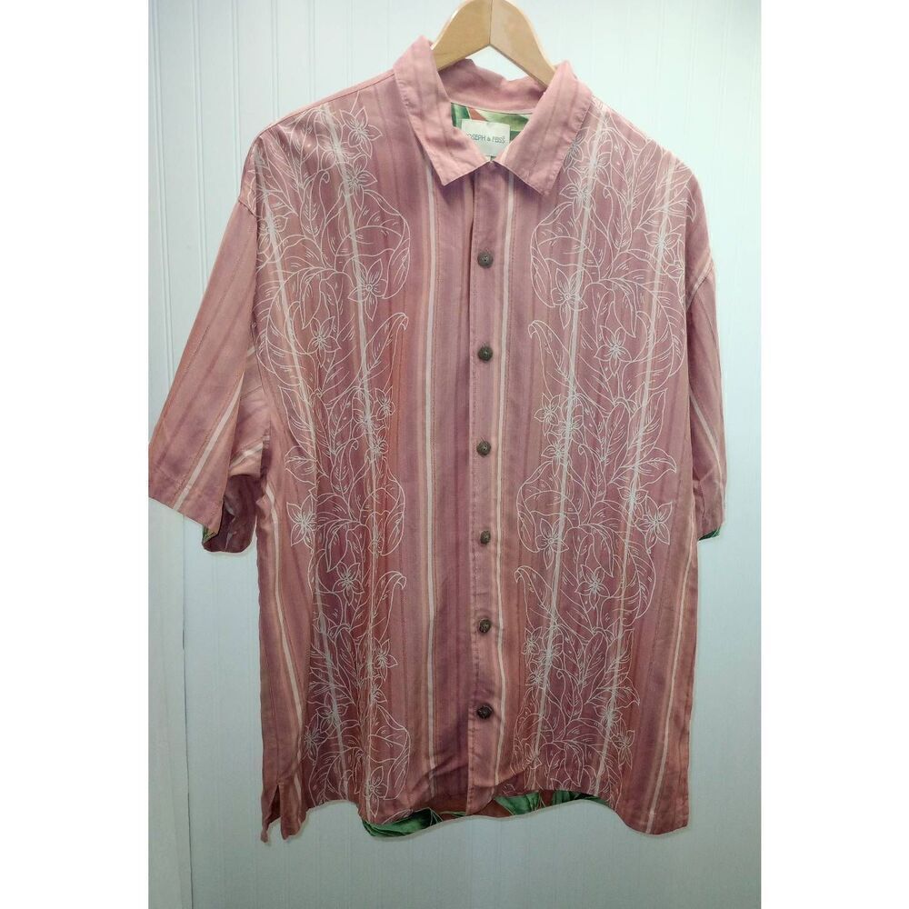 Joseph & Feiss 100% silk Hawaiian short sleeve button down shirt size XL
